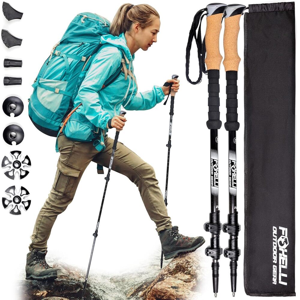 Carbon Fiber Trekking Poles – Lightweight Collapsible Hiking Poles with